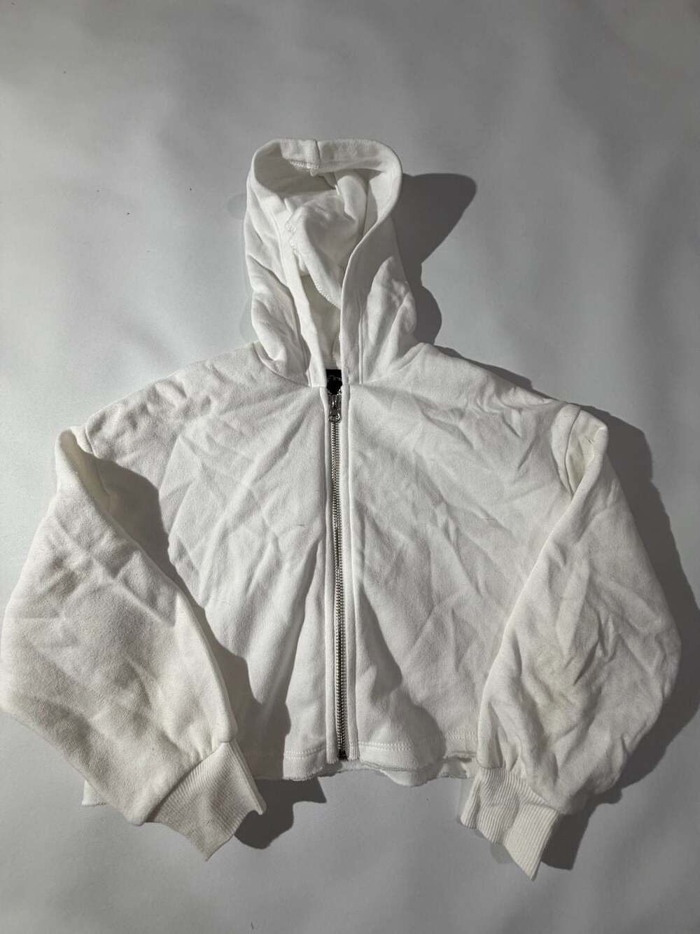 Art Class Girls S 6/7 White Cropped Zip Hoodie Sweatshirt